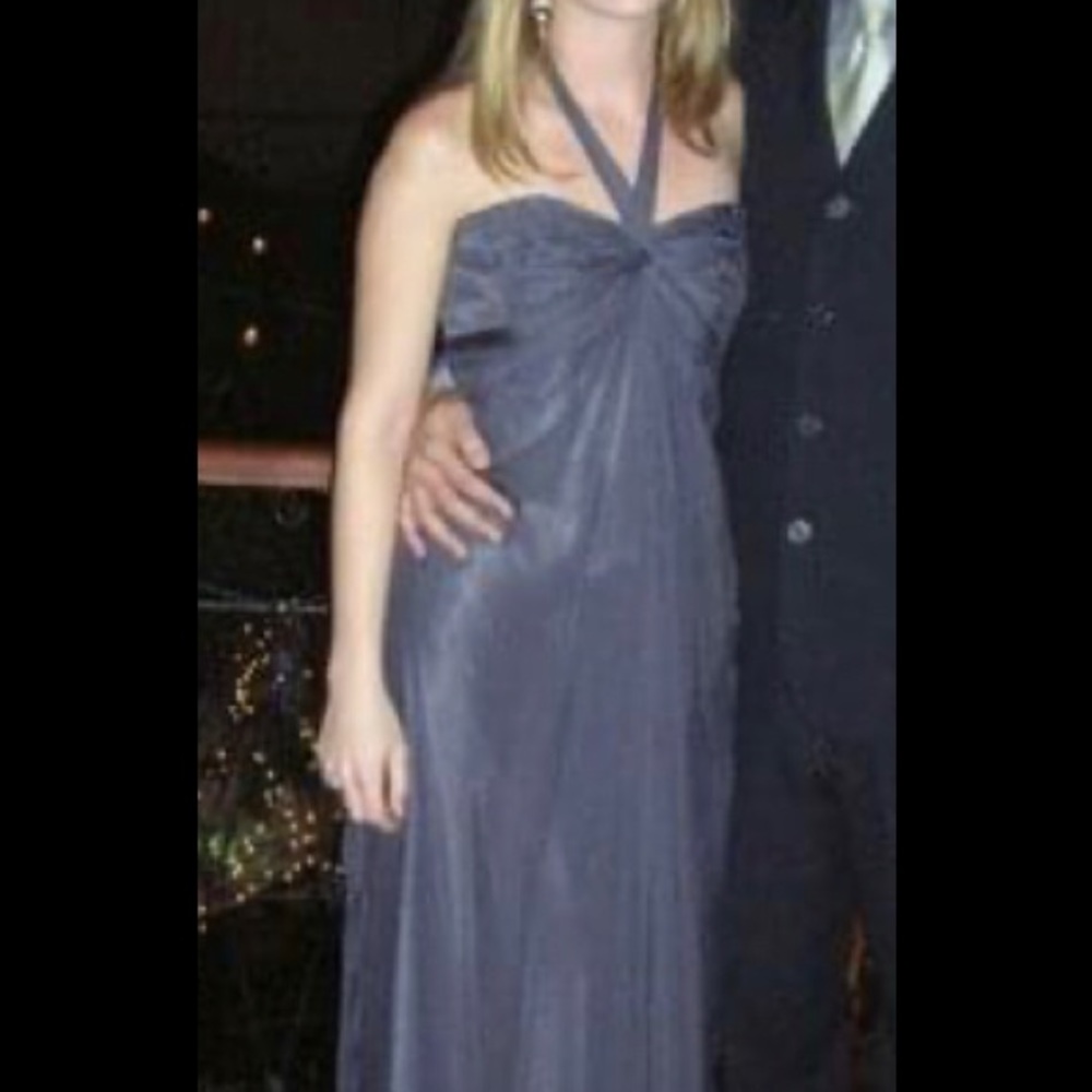 Laundry by Shelli Segal gray chiffon gown S